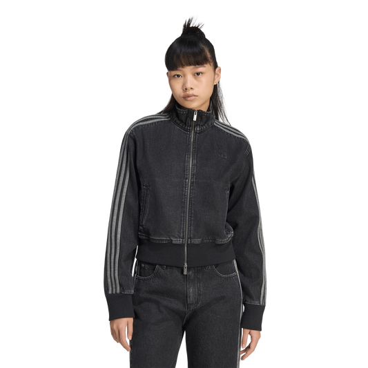Adidas Denim Firebird Track Top Worn Black