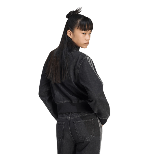 Adidas Denim Firebird Track Top Worn Black