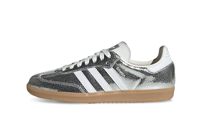 Newcop Adidas Mujer Samba Og Silver Metallic Cracked Leather Zapatillas 1