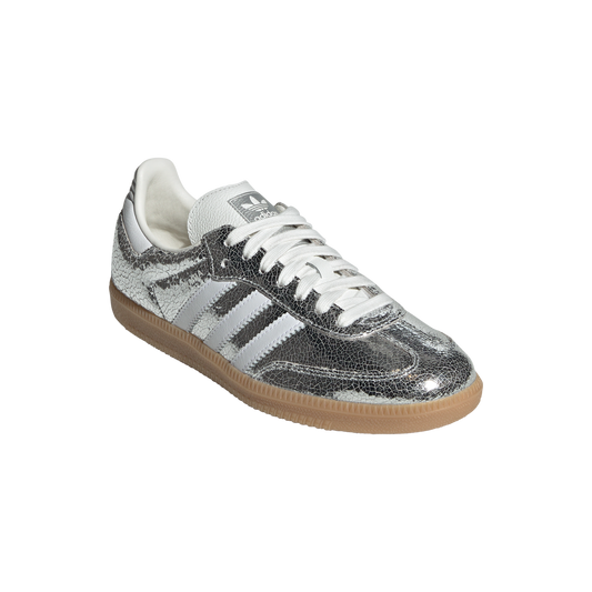 Newcop Adidas Mujer Samba Og Silver Metallic Cracked Leather Zapatillas 2
