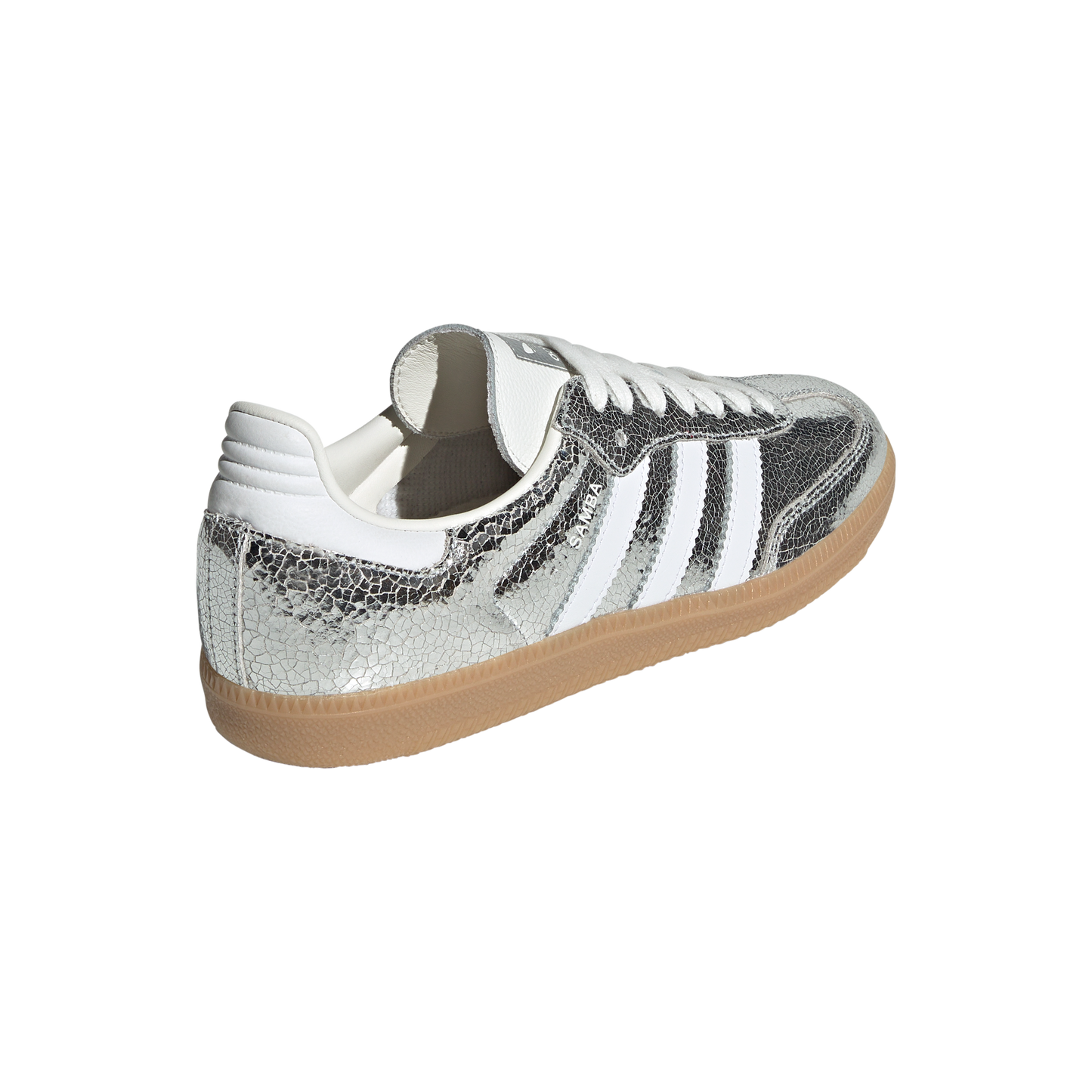 Newcop Adidas Mujer Samba Og Silver Metallic Cracked Leather Zapatillas 3
