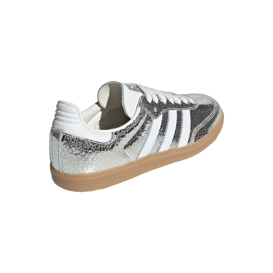 Newcop Adidas Mujer Samba Og Silver Metallic Cracked Leather Zapatillas 3