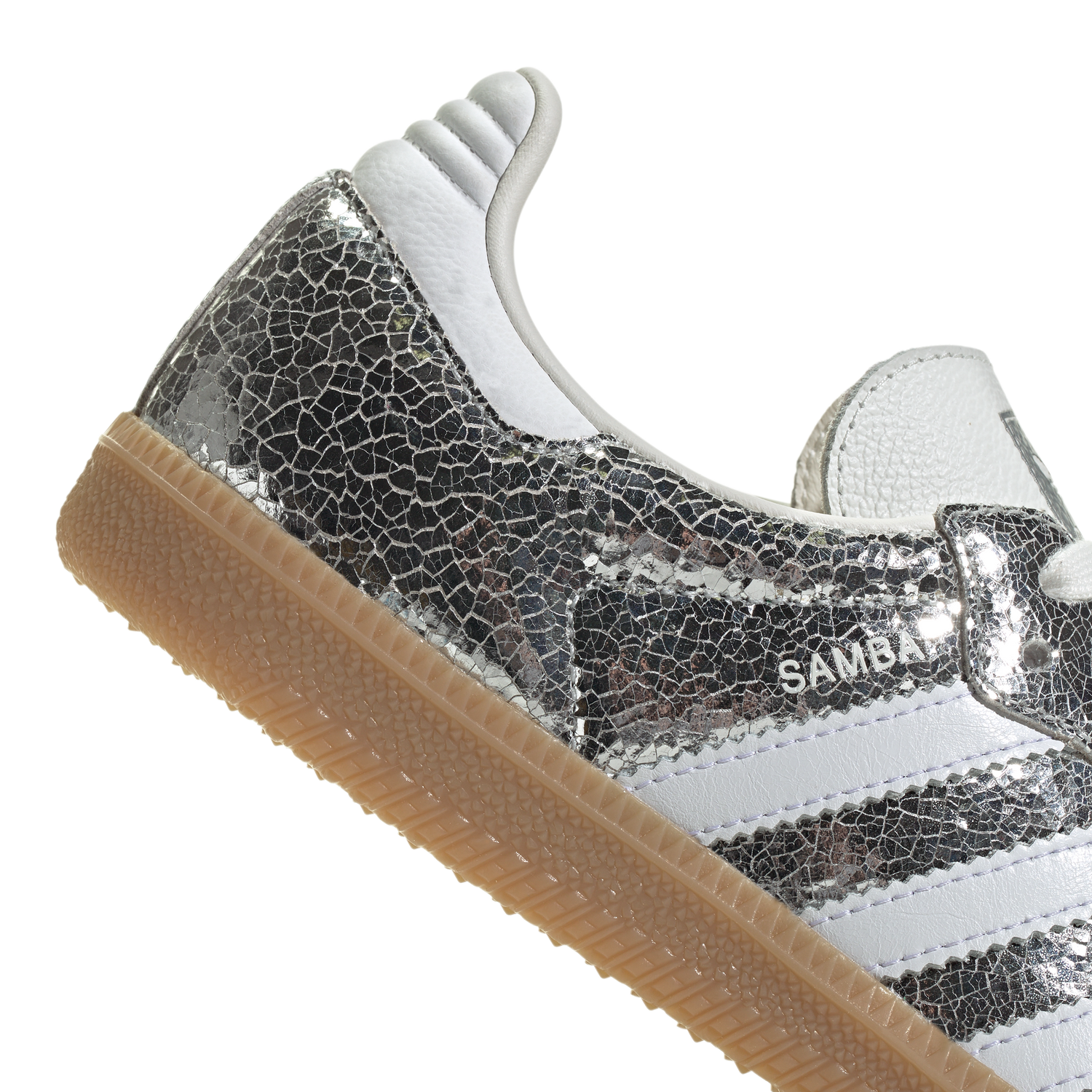Newcop Adidas Mujer Samba Og Silver Metallic Cracked Leather Zapatillas 4