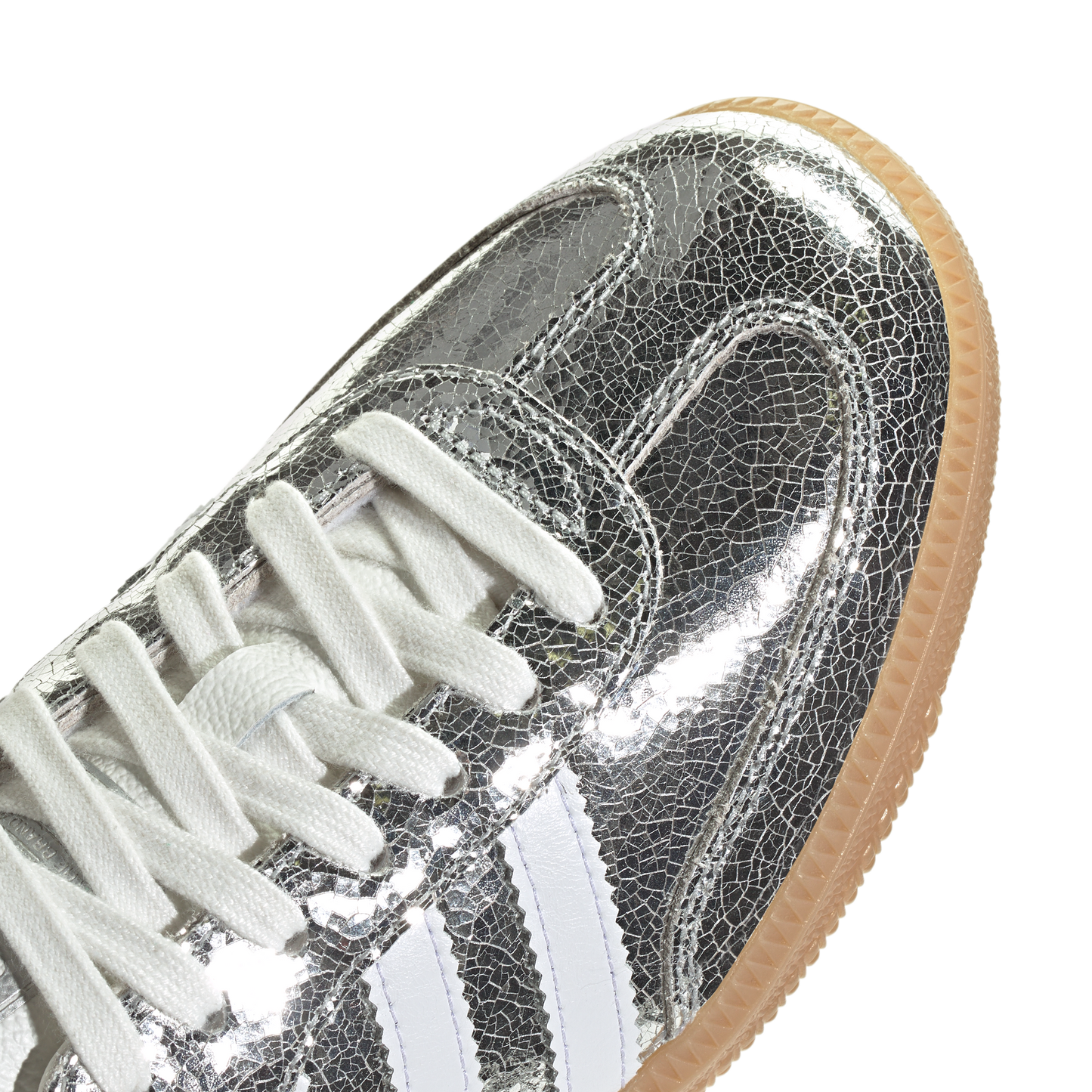 Newcop Adidas Mujer Samba Og Silver Metallic Cracked Leather Zapatillas 5