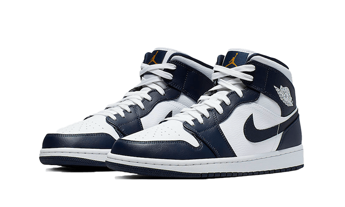 Newcop Air Jordan 1 Mid White Metallic Gold Obsidian Zapatillas 2