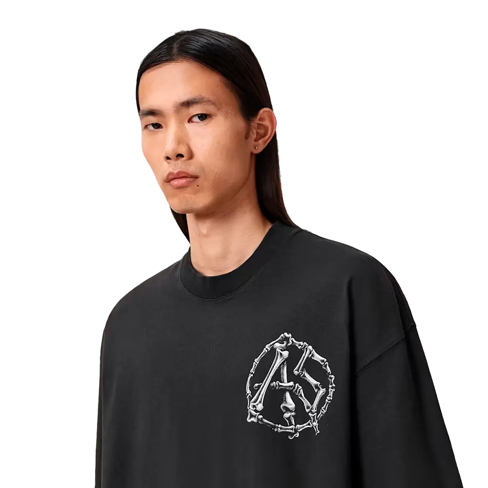 Newcop Allsaints Anatomica Oversized T-shirt Washed Black Ropa 2