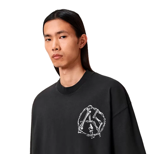 Newcop Allsaints Anatomica Oversized T-shirt Washed Black Ropa 2