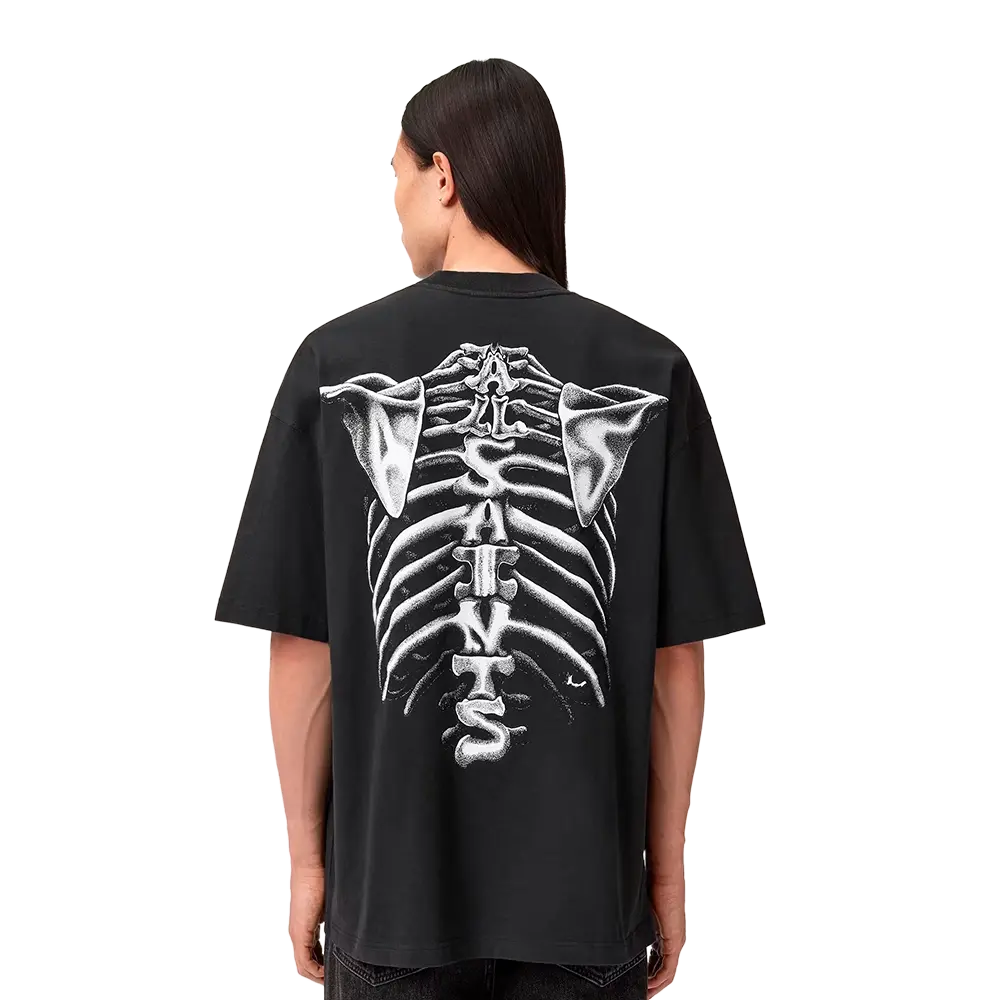 Newcop Allsaints Anatomica Oversized T-shirt Washed Black Ropa 3