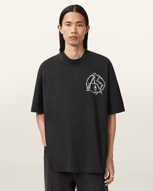 Newcop Allsaints Anatomica Oversized T-shirt Washed Black Ropa 4