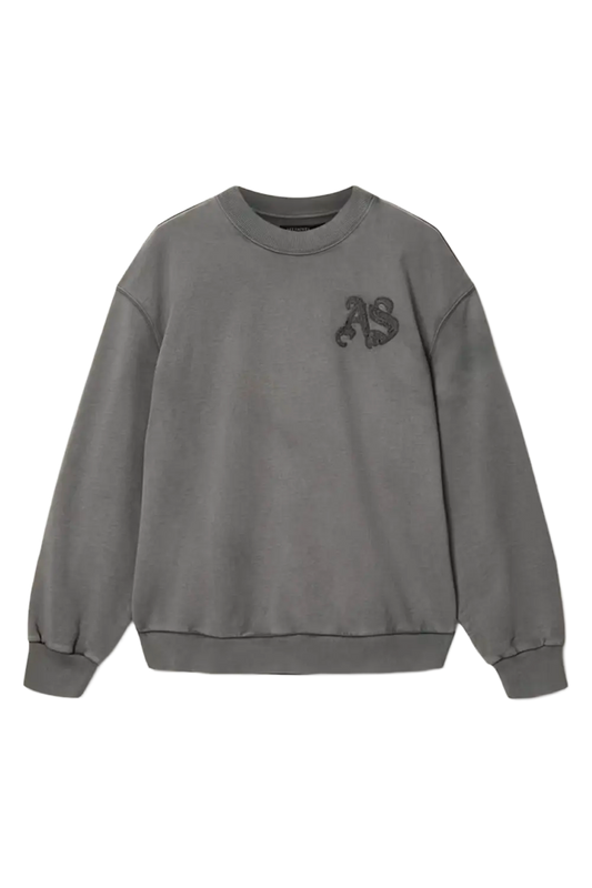 Newcop Allsaints Insignia Crew Neck Cotton Sweatshirt Washed Black Ropa 1