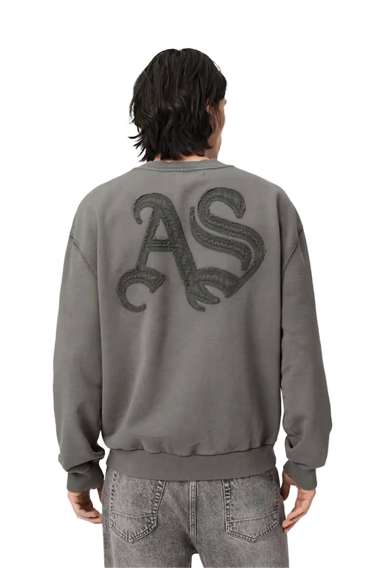 Newcop Allsaints Insignia Crew Neck Cotton Sweatshirt Washed Black Ropa 2