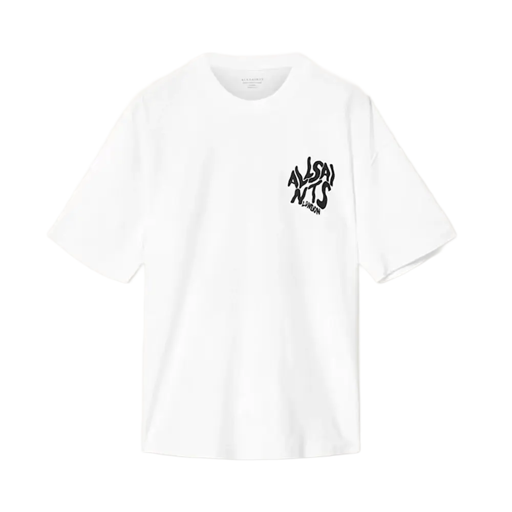 Newcop Allsaints Orlando Logo Print Oversized T-shirt Ashen White Ropa 1