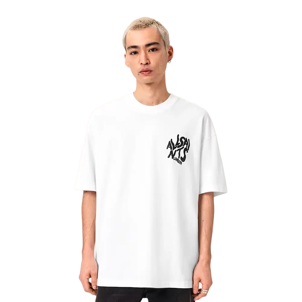 Newcop Allsaints Orlando Logo Print Oversized T-shirt Ashen White Ropa 2