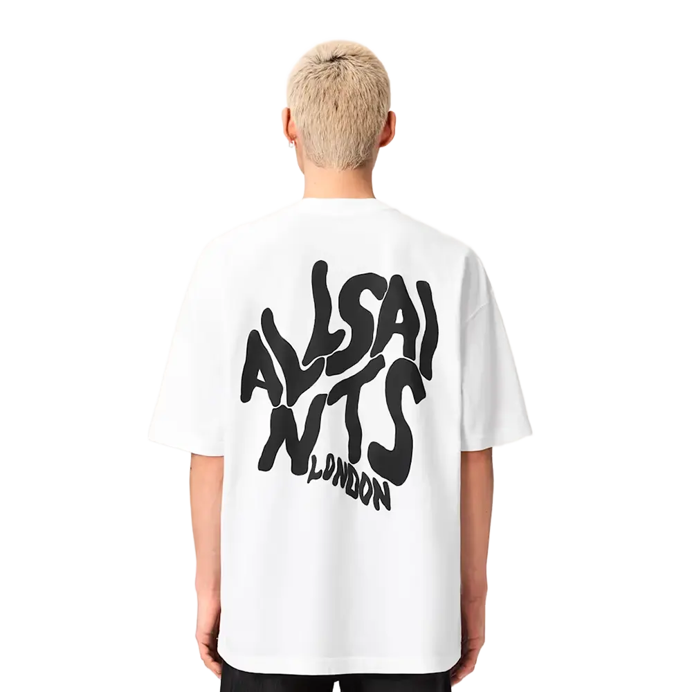 Newcop Allsaints Orlando Logo Print Oversized T-shirt Ashen White Ropa 3