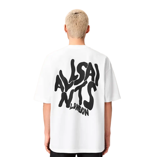 Newcop Allsaints Orlando Logo Print Oversized T-shirt Ashen White Ropa 3