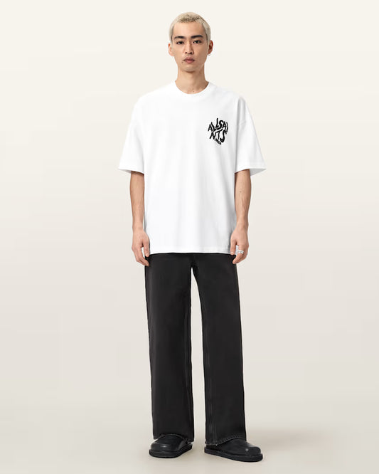 Newcop Allsaints Orlando Logo Print Oversized T-shirt Ashen White Ropa 4