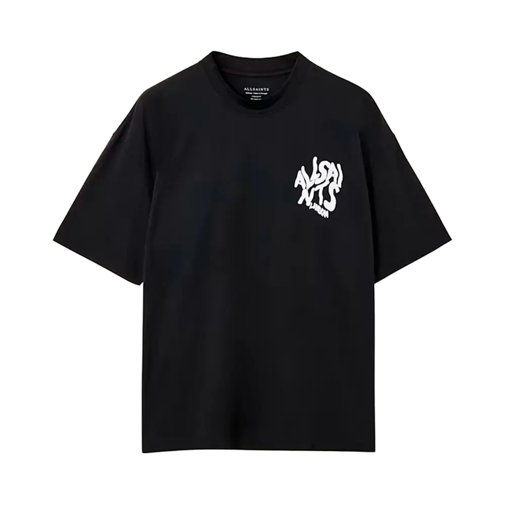 Newcop Allsaints Orlando Logo Print Oversized T-shirt Jet Black Ropa 1