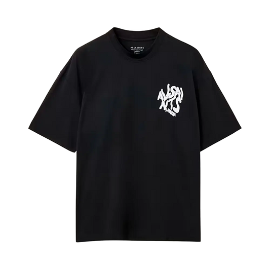 Newcop Allsaints Orlando Logo Print Oversized T-shirt Jet Black Ropa 1