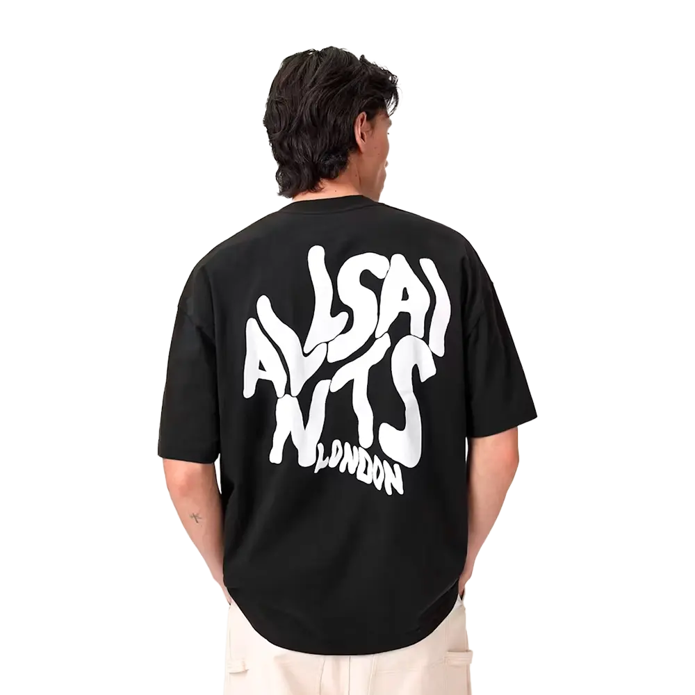 Newcop Allsaints Orlando Logo Print Oversized T-shirt Jet Black Ropa 2
