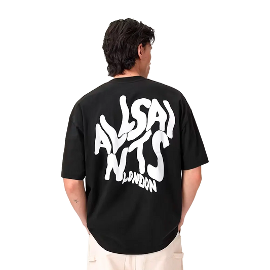 Newcop Allsaints Orlando Logo Print Oversized T-shirt Jet Black Ropa 2