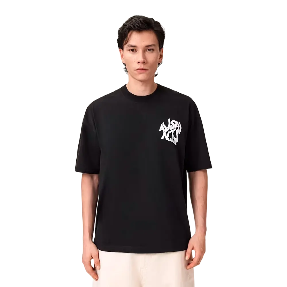 Newcop Allsaints Orlando Logo Print Oversized T-shirt Jet Black Ropa 3