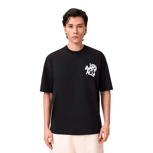Newcop Allsaints Orlando Logo Print Oversized T-shirt Jet Black Ropa 3