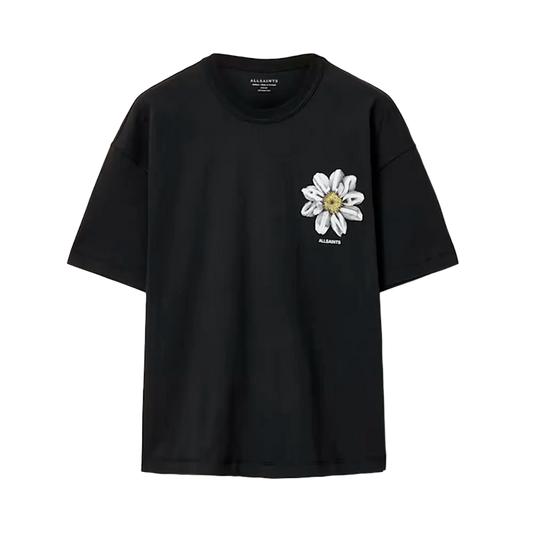 Newcop Allsaints Petals Oversized Short Sleeve Graphic T-shirt Washed Black Ropa 1