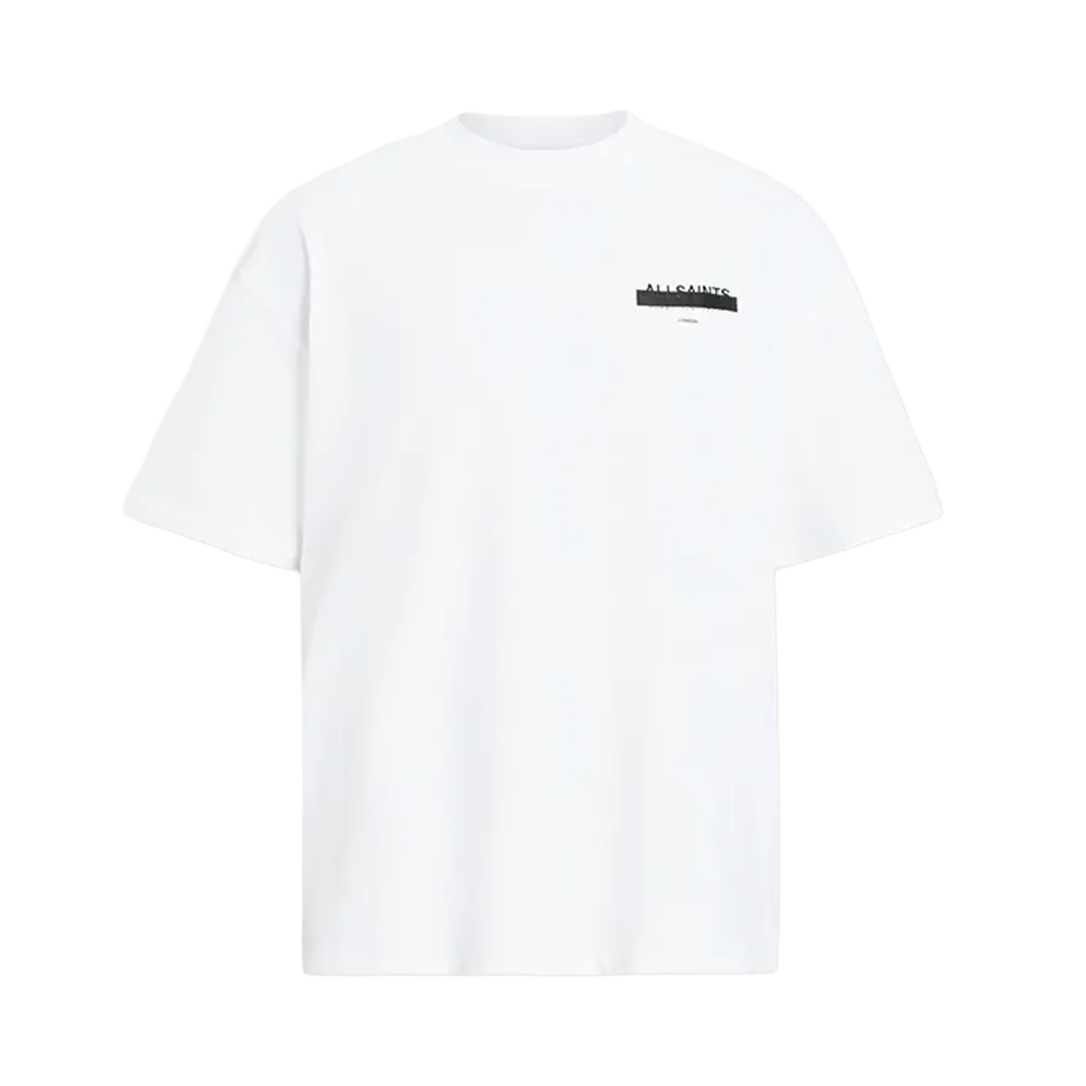 Newcop Allsaints Redact Oversized Embroidered Logo T-shirt Ashen White Ropa 1