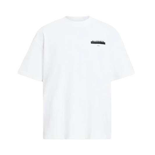 Newcop Allsaints Redact Oversized Embroidered Logo T-shirt Ashen White Ropa 1