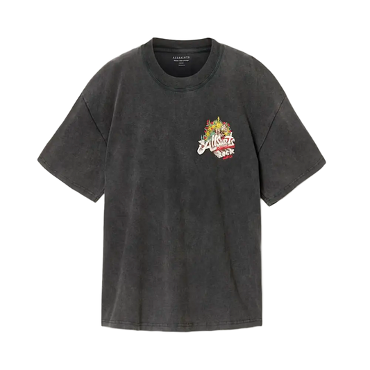 Newcop Allsaints Roque Short Sleeve Oversized Crew Neck T-shirt Washed Black Ropa 1