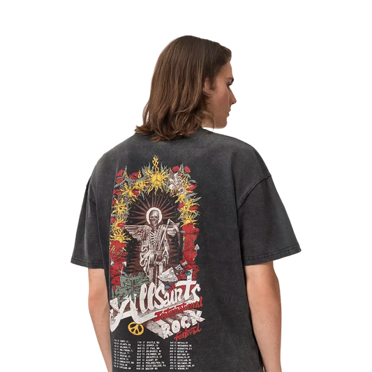 Newcop Allsaints Roque Short Sleeve Oversized Crew Neck T-shirt Washed Black Ropa 2
