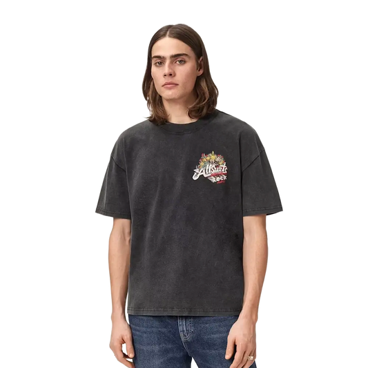 Newcop Allsaints Roque Short Sleeve Oversized Crew Neck T-shirt Washed Black Ropa 3