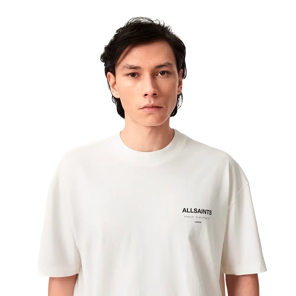 Newcop Allsaints Underground Oversized Crew Neck T-shirt Ashen White Ropa 2