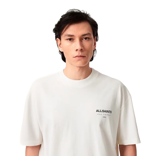 Newcop Allsaints Underground Oversized Crew Neck T-shirt Ashen White Ropa 2