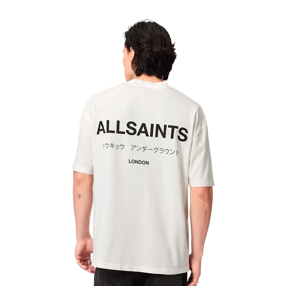 Newcop Allsaints Underground Oversized Crew Neck T-shirt Ashen White Ropa 3