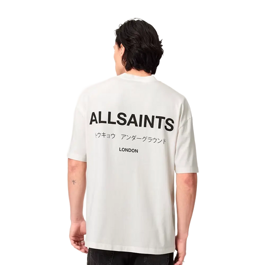 Newcop Allsaints Underground Oversized Crew Neck T-shirt Ashen White Ropa 3