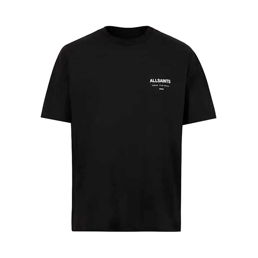 Newcop Allsaints Underground Oversized Crew Neck T-shirt Jet Black Ropa 1
