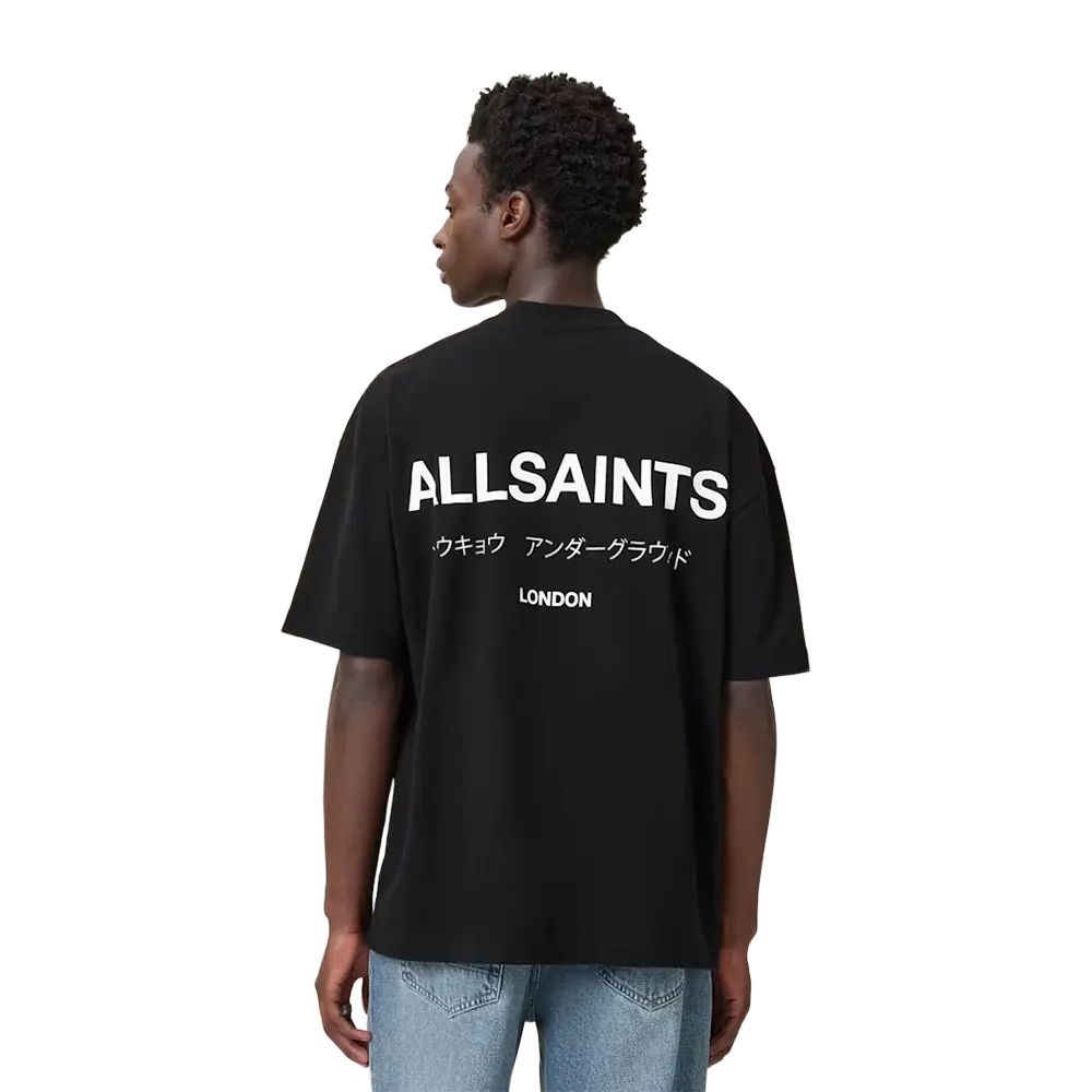Newcop Allsaints Underground Oversized Crew Neck T-shirt Jet Black Ropa 2