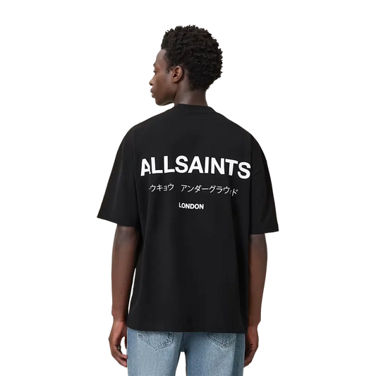Newcop Allsaints Underground Oversized Crew Neck T-shirt Jet Black Ropa 2