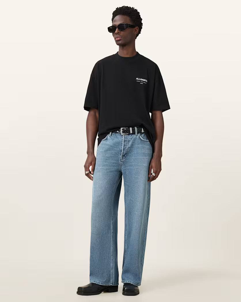 Newcop Allsaints Underground Oversized Crew Neck T-shirt Jet Black Ropa 4