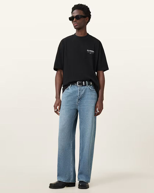 Newcop Allsaints Underground Oversized Crew Neck T-shirt Jet Black Ropa 4