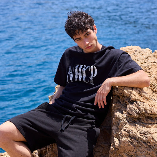 Newcop Black Distressed Logo Tee Ropa Newcop 4