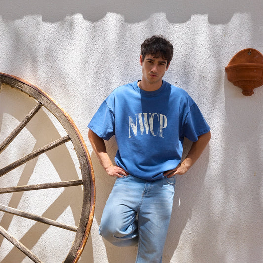 Newcop Blue Distressed Logo Tee Ropa Newcop 4