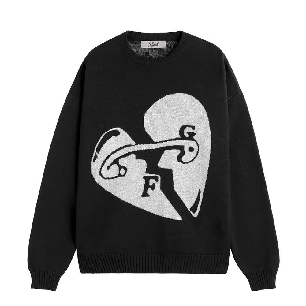 Newcop Fakegods Valentines Knitted Sweater Black Ropa 1