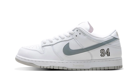 Newcop Nike Sb Dunk Low Supreme 94 White Metallic Silver Zapatillas 1