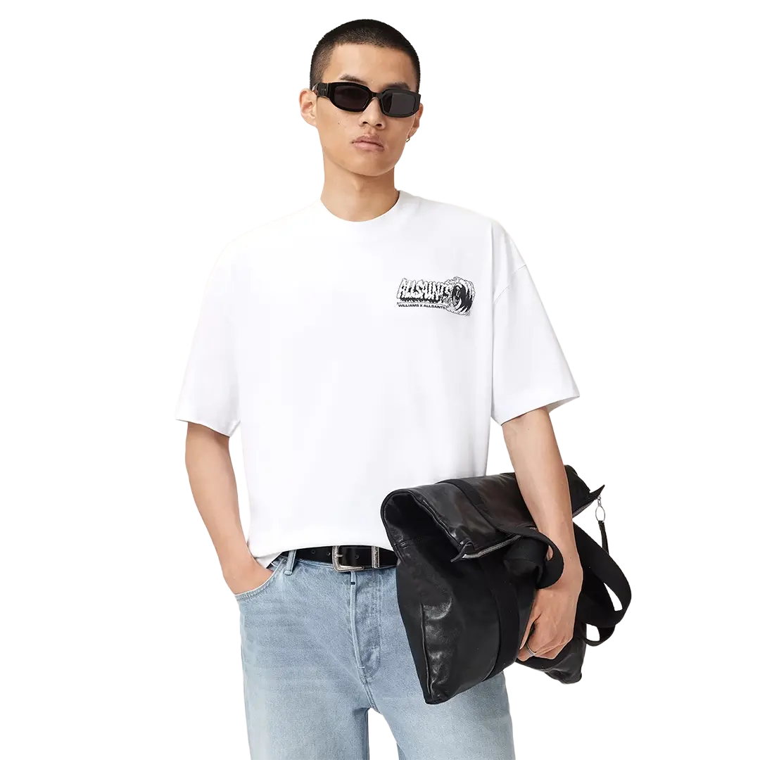 Newcop Williams X Allsaints Burnout Crew Neck T-shirt Ashen White Ropa 2