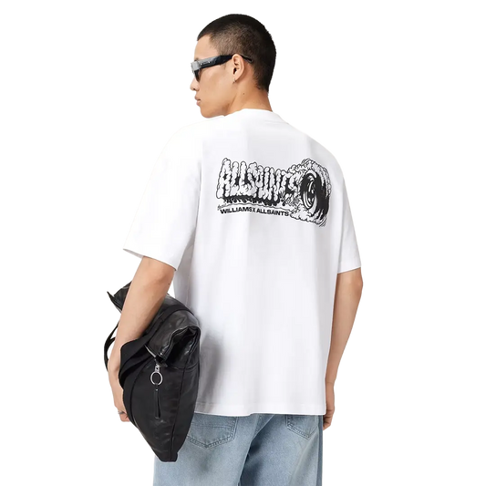 Newcop Williams X Allsaints Burnout Crew Neck T-shirt Ashen White Ropa 3