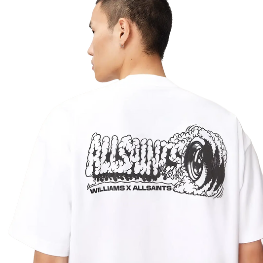 Newcop Williams X Allsaints Burnout Crew Neck T-shirt Ashen White Ropa 4