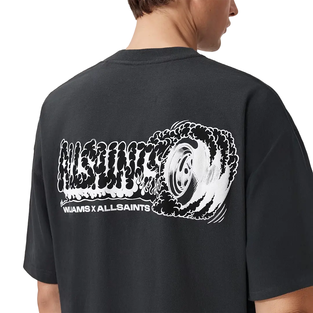 Newcop Williams X Allsaints Burnout Crew Neck T-shirt Washed Black Ropa 3