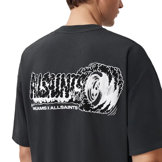 Newcop Williams X Allsaints Burnout Crew Neck T-shirt Washed Black Ropa 3